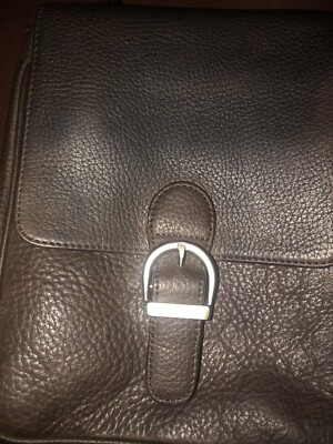 Eddie Bauer Brown Tumbled Leather Organizer Bag