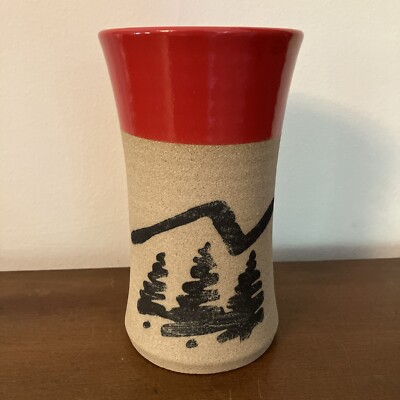 Alanna Hughes Red Pine Tree Tumbler 16oz Pottery Mug Vase Handmade Ceramics