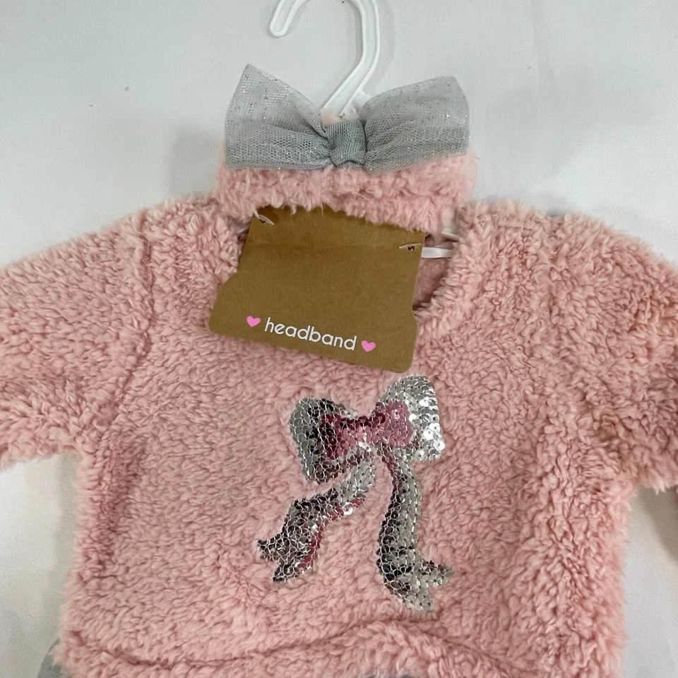 Conjunto de Vestido Tutú Young Hearts Bebé Niña 12M Rosa Gris Diadema Bragas Nuevo con Etiquetas Foto 3 de 4