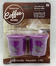 Single Cup Coffee Filters Eco-Friendly Reusable 2pk Keurig Compatible w Keurig