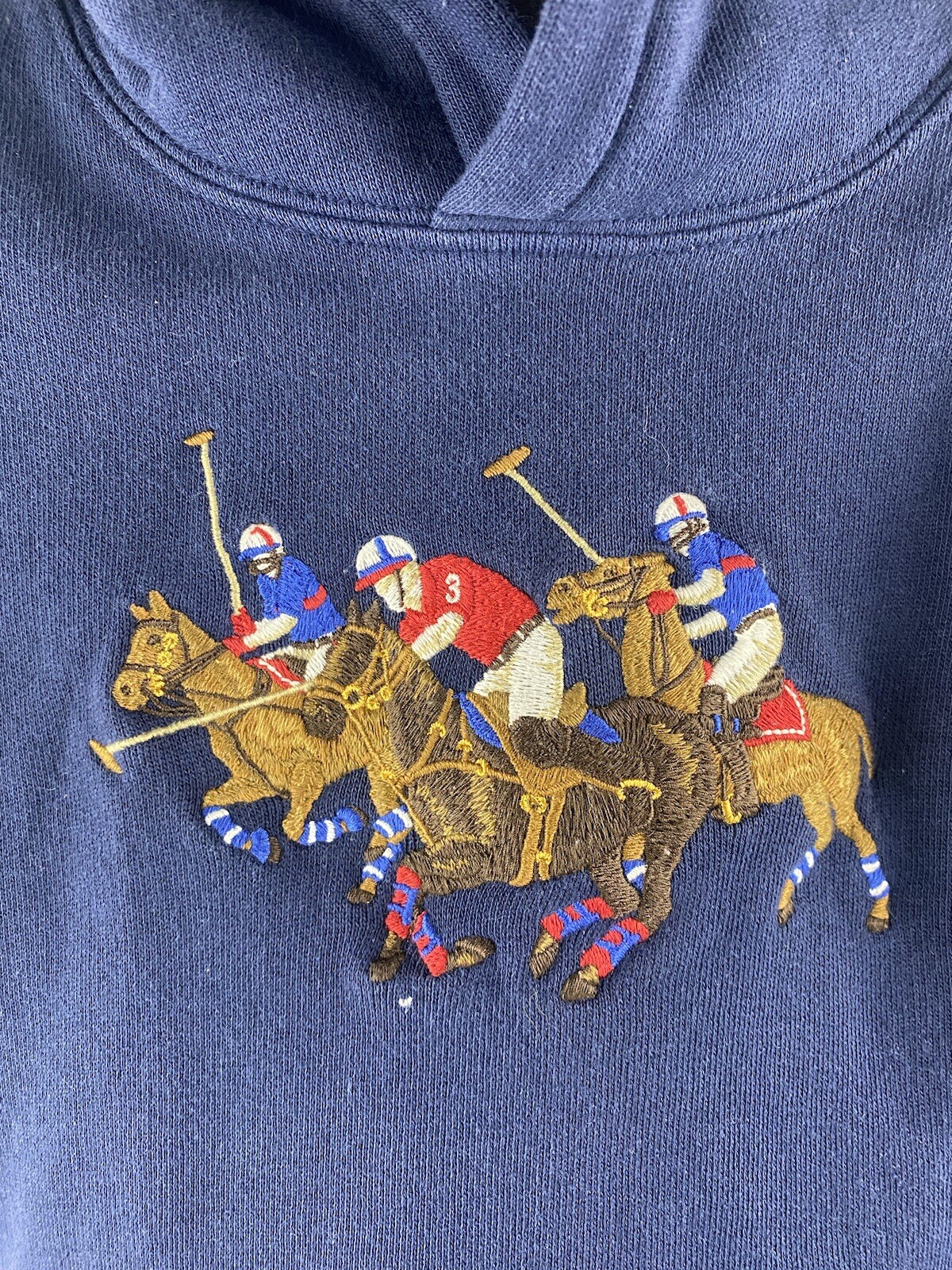 Polo Ralph Lauren felpa bambino 3T ricamata blu navy tripla pony felpa con cappuccio
