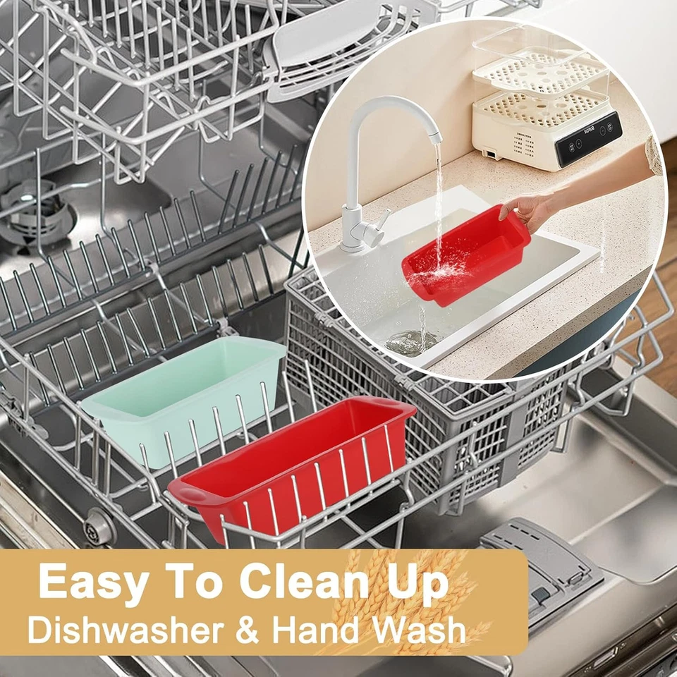 4er Set Mini Silikon Backformen Rechteckig, 20 x 9,5 x 5,5 cm Kastenform für Bro - Bild 3 von 4