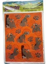 New Heartline Hallmark Scooby Doo Paw Prints  Flowers Stickers 2 Sheet Flocked