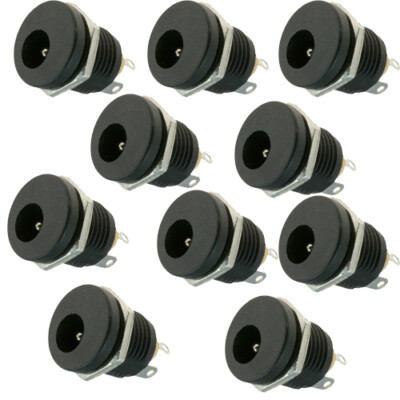 10 pcs 5.5mm x 2.1mm DC Jack Socket Panel Mount Power Connector B4 2.1 x 5.5 mm