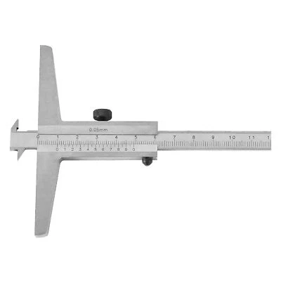 ASIMETO GERMANY Tiefenmessschieber mit Doppelhaken 150 200 300 mm, Ablesung 0,05/0,02 mm