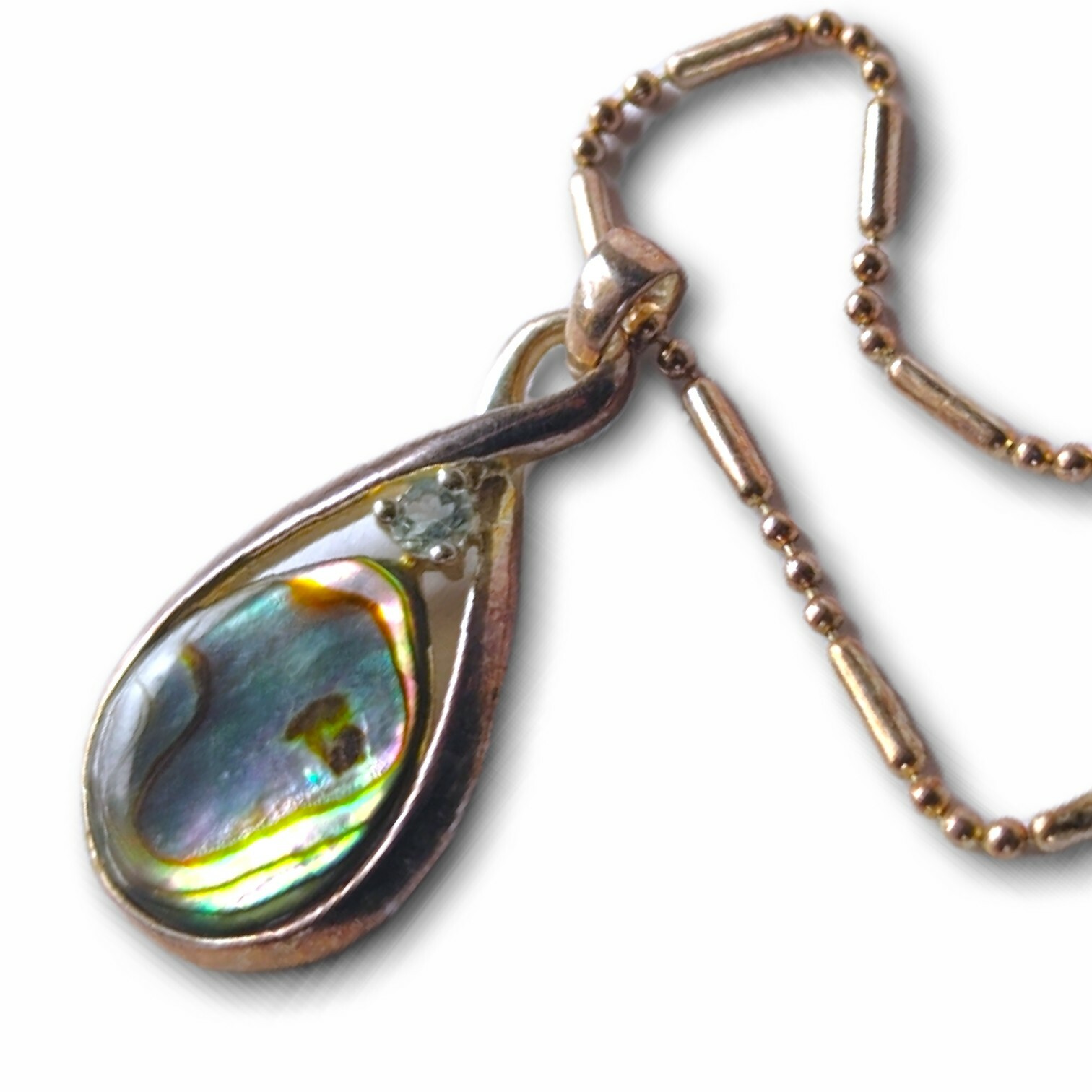 Sterling Silver Necklace- Abalone Shell Pendant - image 2