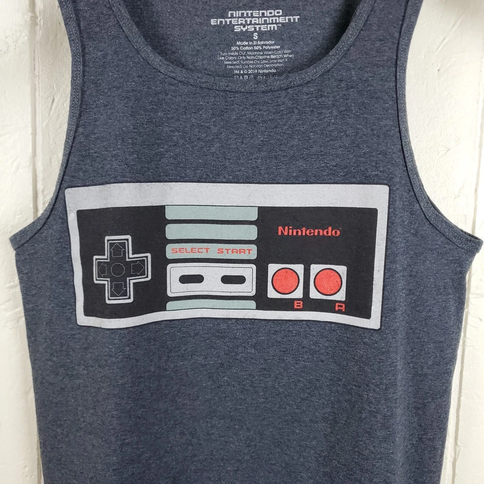Camiseta sin mangas Nintendo Entertainment System para hombre pequeña gris cuello redondo sin mangas NES Foto 3 de 4