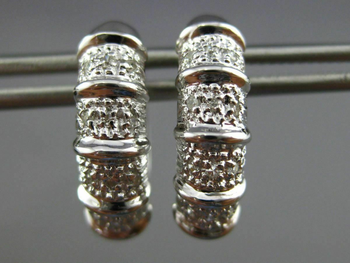 FILA ESTATE WIDE .26CT DIAMOND 14KT WHITE G 3D MULTI ROW HUGGIE EARRINGS #25900
