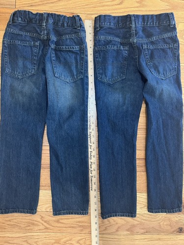 2 Childrens Place Boys Jeans Size 7 Straight Leg Adjustable Waist Band Blue Snap - Picture 3 of 5