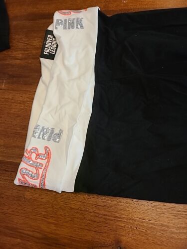 BLING Victoria Secret Yoga-Legginghose pink schwarz PAILLETTEN LOGO UMSCHLAG XS - Bild 3 von 8