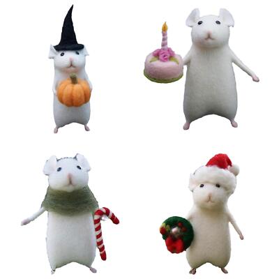 Halloween Mouse with A Pumpkin Wool Felt Needle Felting Handmade Toy NEW