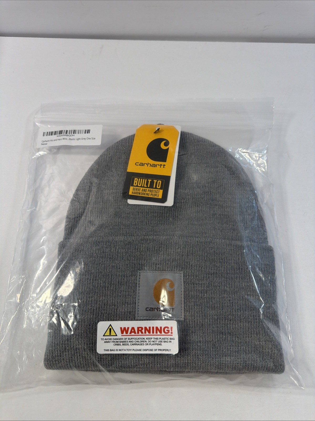 Carhartt Elastic Light Grey Knit Cuffed Beanie A18-hgy
