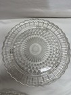 Lovely Lot Of 3 FEDERAL Clear Glass 11.5"Cake Plate with 3 Feet Sunflower Bubble — photo 1