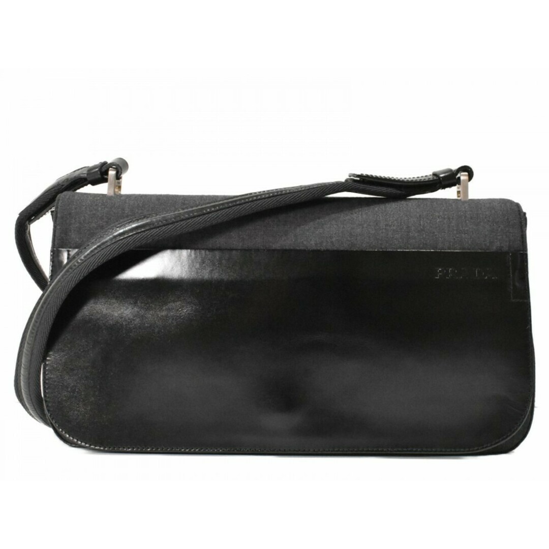 RARE PRADA One Shoulder Bag B9289 Black Gray With Box