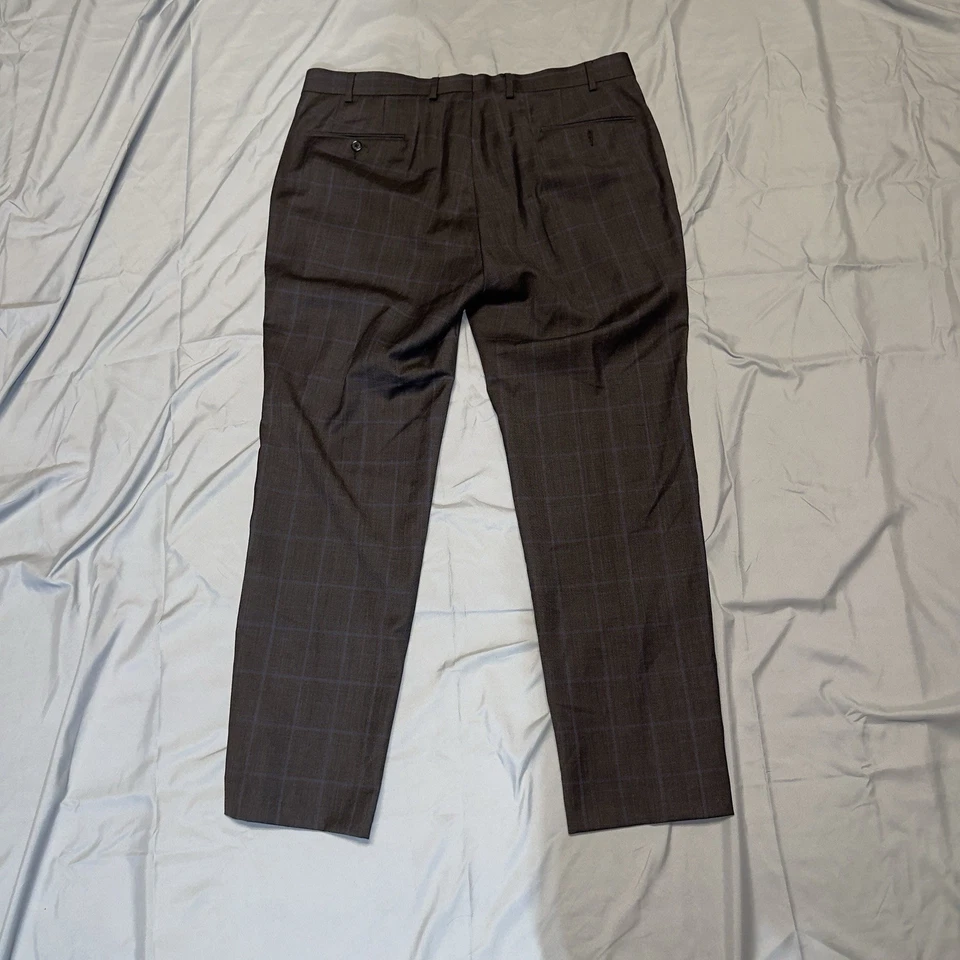 Pantalón Lauren Ralph Lauren Para Hombre 36x30 Marrón Cuadros Negro Etiqueta Plisado Foto 2 de 4