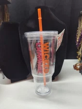 Dunkin Wicked Lahhhge Large Clear  40oz Travel Tumbler  with Straw & Lid NWT