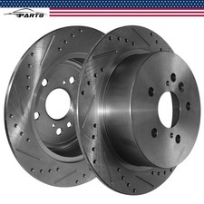 2pcs Rear Drilled Brake Rotors for Toyota Highlander 2008-2014 2.7L 3.3L 3.5L