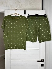 Polo Ralph Lauren All Over Pony Sleepwear Set Olive Green T-Shirt L Shorts M 