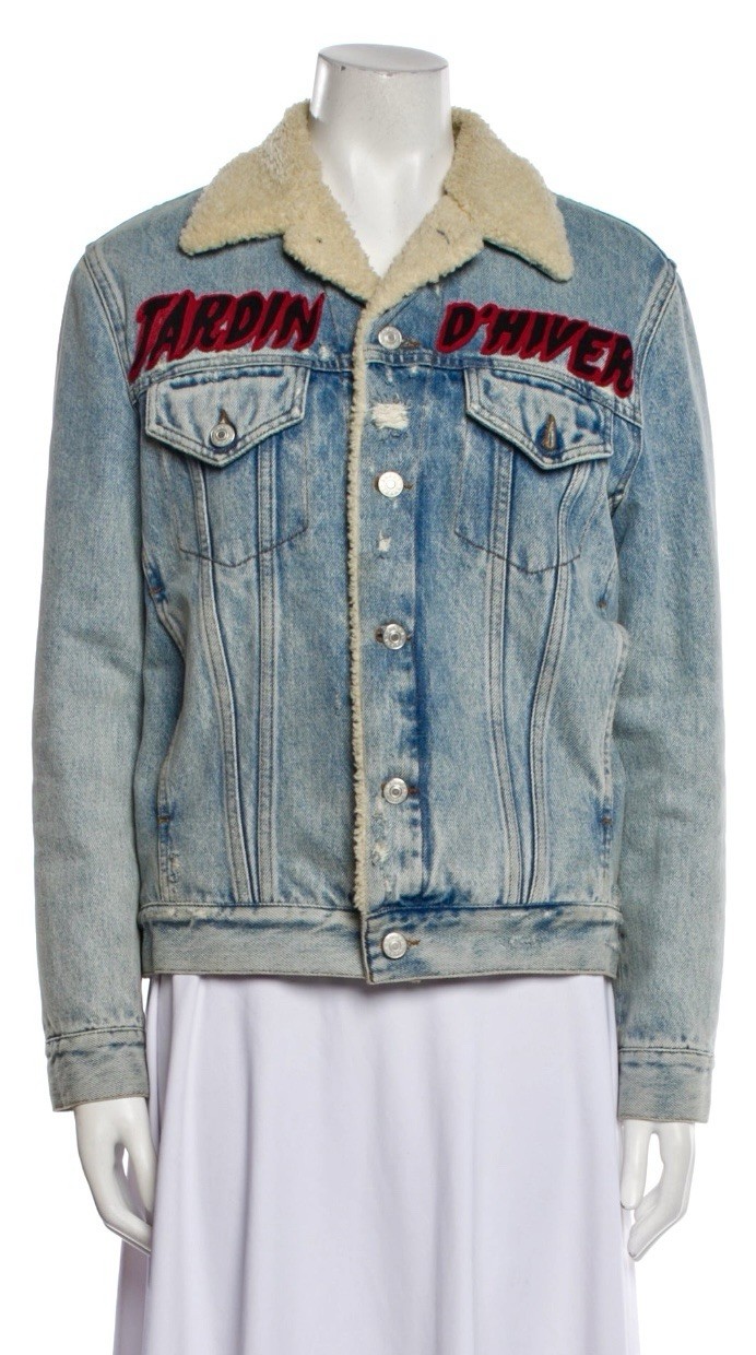 Gucci 2019 Patch Denim Logo Sequin Forever Taylor Jacket 38 40 2 4 Coat Fur S M image 7