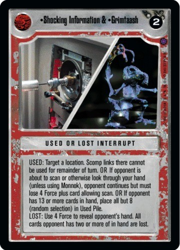 Shocking Information & Grimtaash Lightly Played SWCCG: Reflections II Premium
