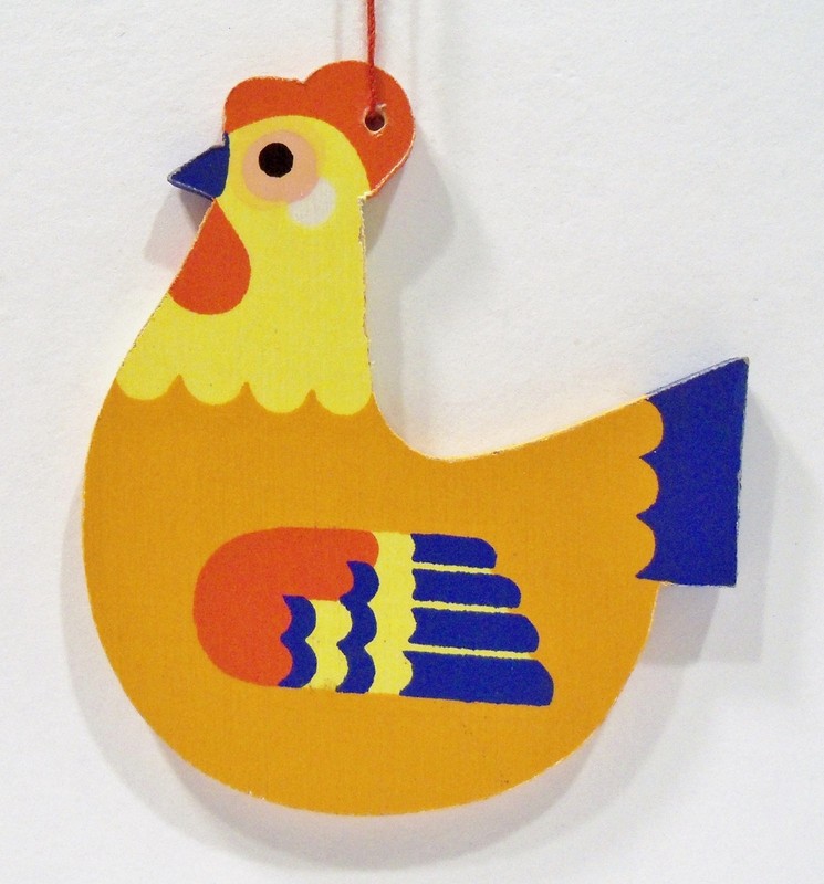 Erzgebirge Germany Hen Chicken Wooden Wood Fretwork Vintage Easter Ornament