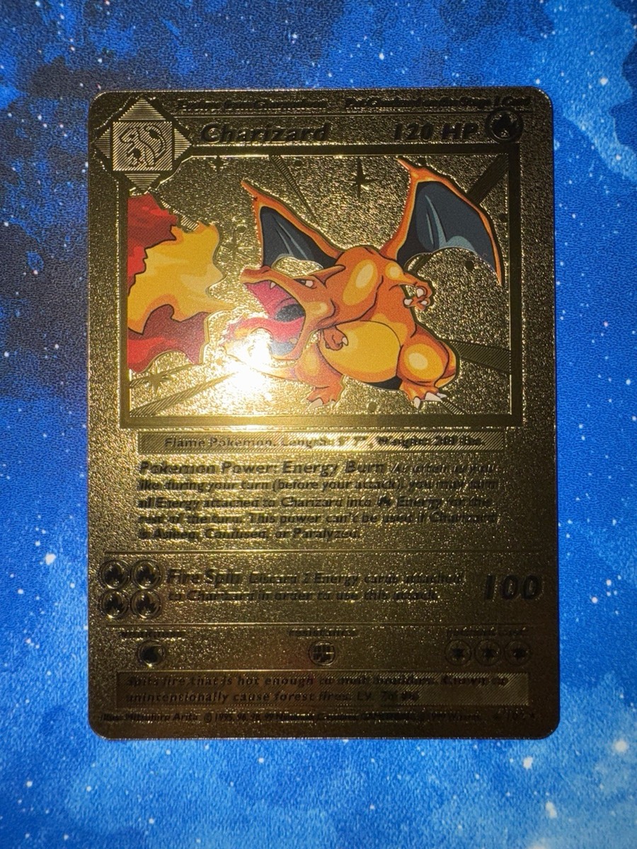 Charizard 120 HP Gold Foil Pokemon Card 4/102 Fan Art | eBay