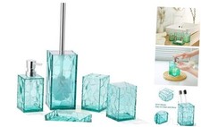 Clear Acrylic Bathroom Accessories Set - Rust-Free, 5 Piece Turquoise