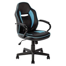 Gaming Chair Blue Black Habitat Faux Leather Mid Back Adjustable Office Chair