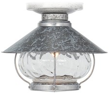 Galvanized Finish Lantern Outdoor LED Ceiling Fan Light Kit