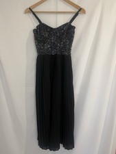 Motel Rocks Size M Black & Grey Lacy Faux Corset Elegant Midi Dress Cruise Prom