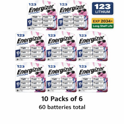 #ad 10 Pack Energizer Cr123a Batteries Lithium 3v Battery SEALED 120 Total Exp 2035 $97.79