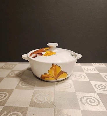 Italian Cossa Ceramic Small Sugar Bowl Flower Leaves Handpainted 208