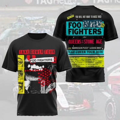Hot New Foo Fighters Take Cover Tour 3D T-Shirt Fans Gift P247