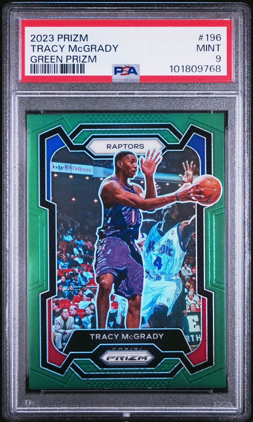 2023 PANINI PRIZM GREEN PRIZM #196 TRACY MCGRADY PSA 9