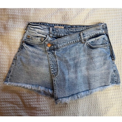Pilcro Anthropologie Medium Wash Distressed Nood Zelus Denim Micro Mini Skort 26