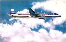 Vintage Trans American Airlines DC-6B Airliner Mid-Flight Postcard