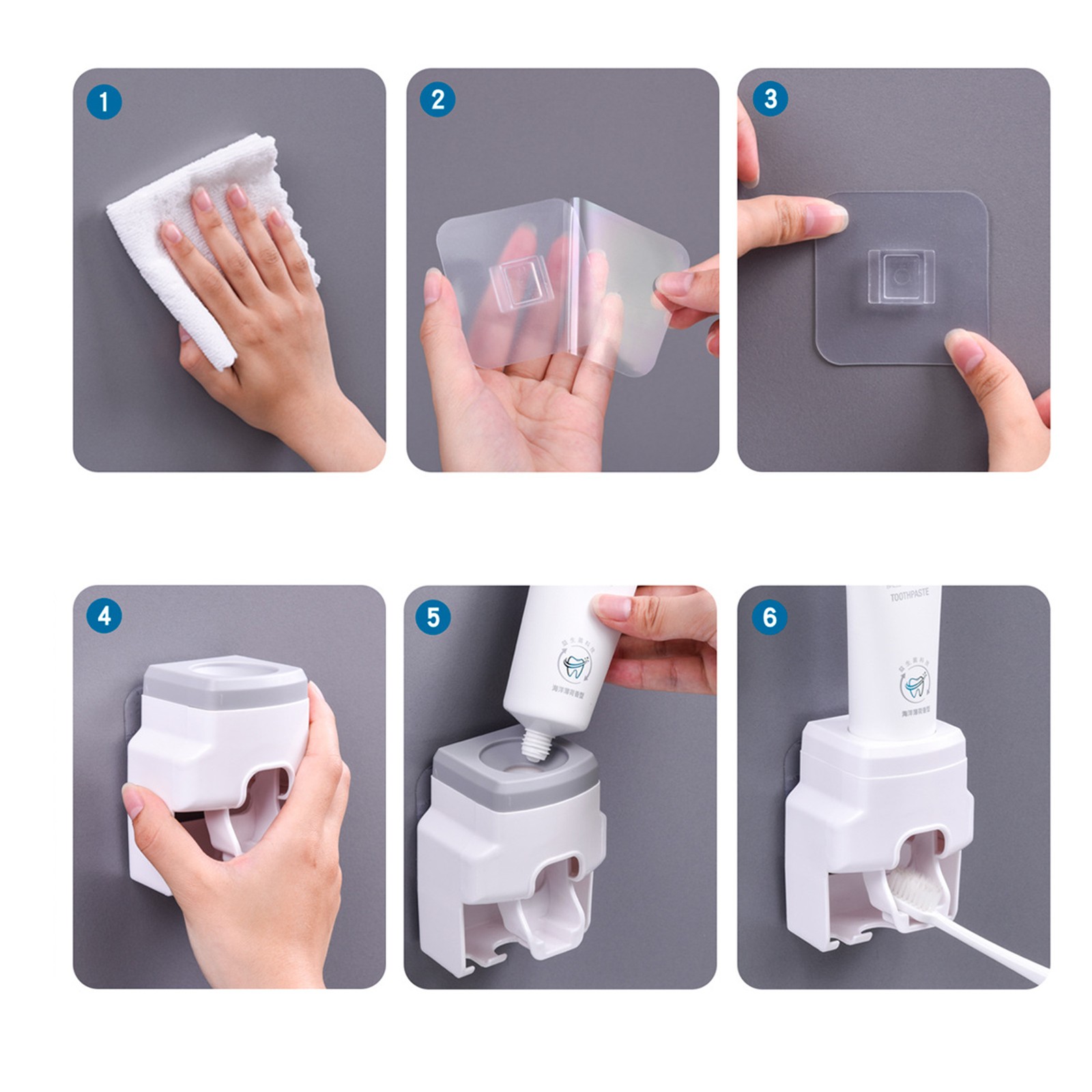 Automatic Toothpaste Dispenser With Toothbrush Holder Wall Mounted For Bathroom