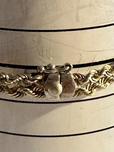 925 Sterling Silver 1/11 10k AU Peru Hearts Rope Bracelet 8” Lot#70 - Picture 3 of 8
