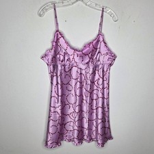Victoria's Secret Angels L Mini Cami Slip Dress Pink Roses Lingerie Chemise Y2K