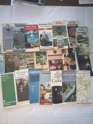 Mixed Lot 21 Vintage Road Travel Maps 1960s and 70s  to 2000 Eastern US PA MD NY