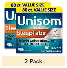Unisom SleepTabs Nighttime Sleep-Aid Tablets, 80 Count 2 Pack - 160 Total 