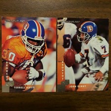 2 John Elway #18 & Terrell Davis #6 BRONCOS 1997 Donruss NFL Football Cards