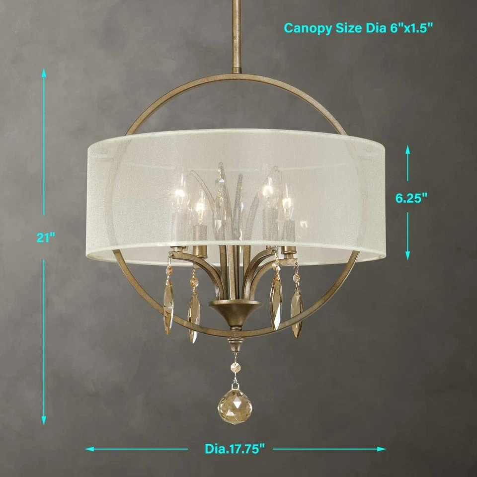 Uttermost 21962 Alenya 4 轻质织物鼓吊坠灯 — 第 2/2 张图片