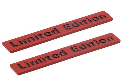 2pcs Metal Limited Edition Logo Car Rear Trunk Side 3D Emblem (Black Red)