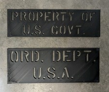"Property of US Gov't" And "US Ordinance Dept." - WW2 Stencil - USA World War 2