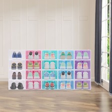 20 Pack Shoe Storage Box Stackable Sneaker Container Foldable Organizer Home