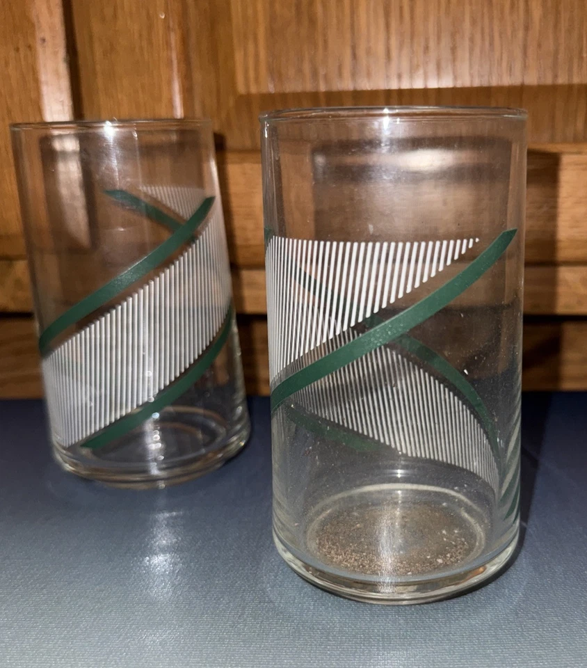 MCM George Briard Green/White Spiral Highball Glass - Set of 4 - Image 3 of 4