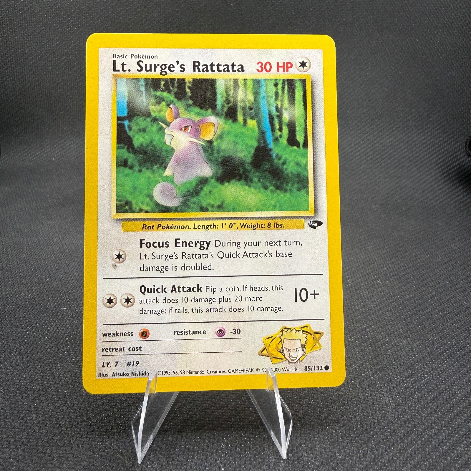 Lt. Surge's Rattata 85/132 Common Gym Challenge Pokemon Unlimited Lightly Played