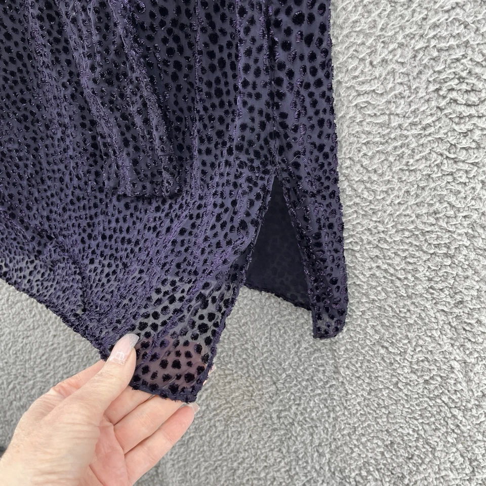 Vestido Akris Mujer 14 Púrpura Berenjena Terciopelo Burnout Relajado Abertura Lateral Túnica Foto 4 de 4