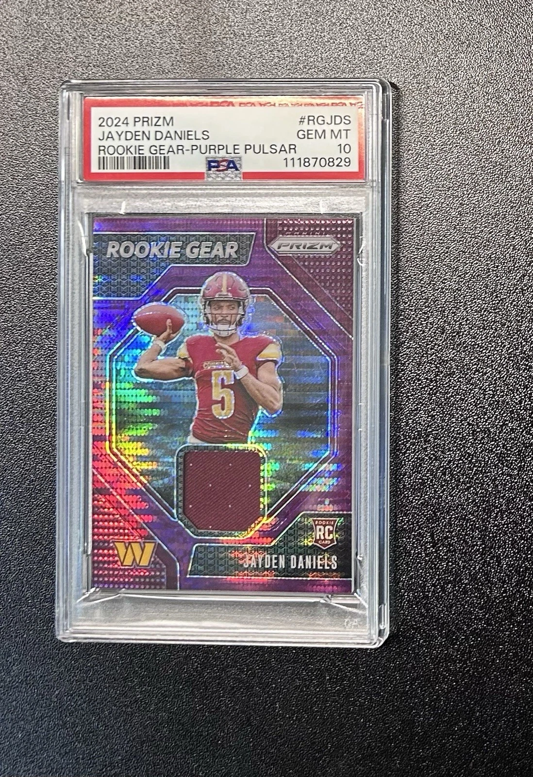 Jayden Daniels Panini Prizm Rookie Gear #RGJDS Purple Pulsar